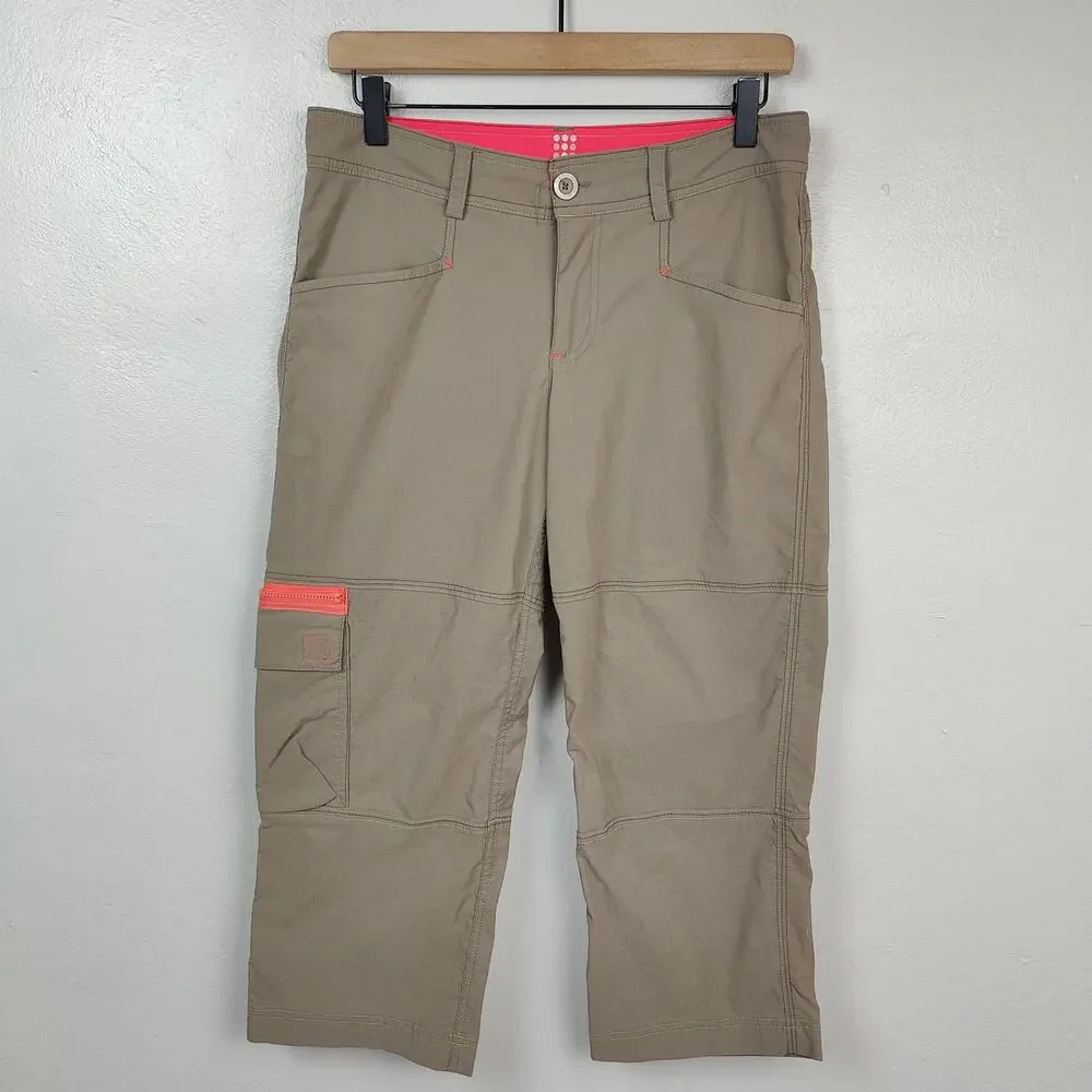 Title Nine Trail Mix Hiking Pants Womens 6 Tan Cargo Outdoors Lightweight Crop